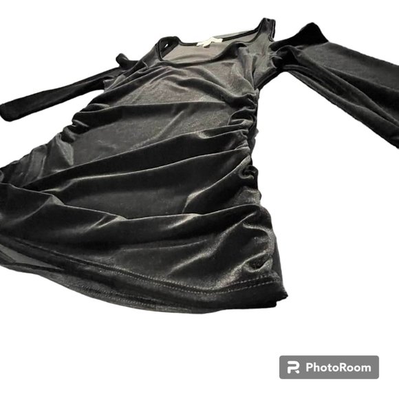 Boston Proper Velvet Cold-Shoulder Event Festive Holiday Black Top w Rouching - Picture 7 of 15